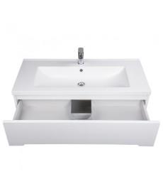 Тумба подвесная Мойдодыр Octavio 100-A с раковиной Cosmopolitan ДСП/МДФ белый глянец 00-0006529