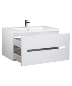 Тумба подвесная Мойдодыр Octavio 100-A с раковиной Cosmopolitan ДСП/МДФ белый глянец 00-0006529