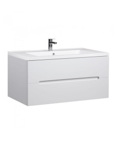 Тумба подвесная Мойдодыр Octavio 100-A с раковиной Cosmopolitan ДСП/МДФ белый глянец 00-0006529