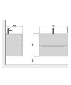 Тумба підвісна Мийдодир Octavio 60-A з раковиною Cosmopolitan ДСП/МДФ білий глянець 00-0006530