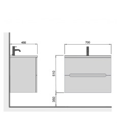 Тумба подвесная Мойдодыр Octavio 70-A с раковиной Cosmopolitan ДСП/МДФ белый глянец 00-0006720