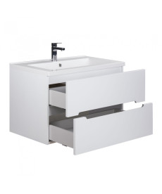 Тумба подвесная Мойдодыр Octavio 80-A с раковиной Cosmopolitan ДСП/МДФ белый глянец 00-0006531