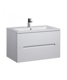 Тумба подвесная Мойдодыр Octavio 80-A с раковиной Cosmopolitan ДСП/МДФ белый глянец 00-0006531