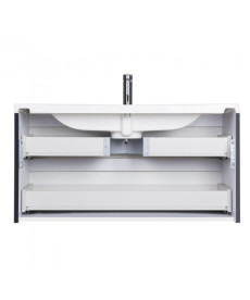 Тумба подвесная Мойдодыр Paula 100-A с раковиной Cosmopolitan ДСП/МДФ белый глянец/графит глянцевый 00-0006534