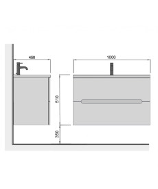 Тумба подвесная Мойдодыр Paula 100-A с раковиной Cosmopolitan ДСП/МДФ белый глянец/графит глянцевый 00-0006534