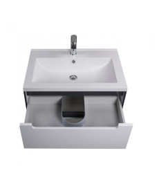 Тумба подвесная Мойдодыр Paula 60-A с раковиной Cosmopolitan ДСП/МДФ белый глянец/графит глянцевый 00-0006524