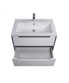 Тумба подвесная Мойдодыр Paula 60-A с раковиной Cosmopolitan ДСП/МДФ белый глянец/графит глянцевый 00-0006524