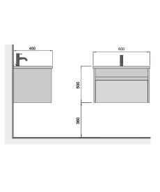 Тумба підвісна Мийдодір Prime 60-А з раковиною Como ДСП/МДФ білий глянець 00-0006137