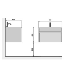 Тумба підвісна Мийдодір Prime 60-А з раковиною Cosmo ДСП/МДФ білий глянець 00-0009148