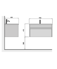 Тумба підвісна Мийдодір Prime 70-А з раковиною Cosmo ДСП/МДФ білий глянець 00-0008148