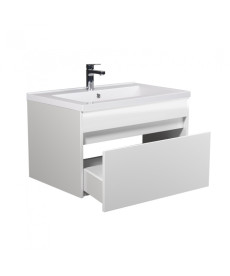 Тумба подвесная Мойдодыр Prime 80-А с раковиной Cosmo ДСП/МДФ белый глянец 00-0008150