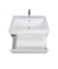 Тумба подвесная Мойдодыр Prime 80-А с раковиной Cosmo ДСП/МДФ белый глянец 00-0008150