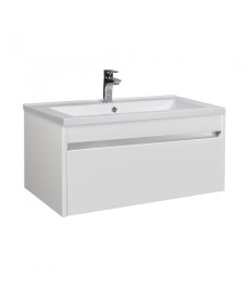 Тумба подвесная Мойдодыр Prime 80-А с раковиной Cosmo ДСП/МДФ белый глянец 00-0008150