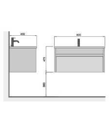 Тумба подвесная Мойдодыр Prime 80-А с раковиной Cosmo ДСП/МДФ белый глянец 00-0008150
