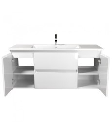 Тумба подвесная Мойдодыр Сорренто 120-А с раковиной Creavit SU-120 ДСП/МДФ белый глянец 00-0006365