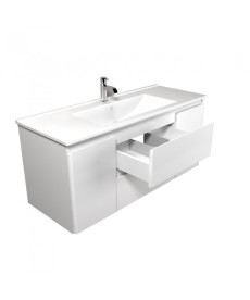 Тумба подвесная Мойдодыр Сорренто 120-А с раковиной Creavit SU-120 ДСП/МДФ белый глянец 00-0006365