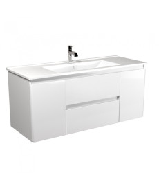 Тумба подвесная Мойдодыр Сорренто 120-А с раковиной Creavit SU-120 ДСП/МДФ белый глянец 00-0006365