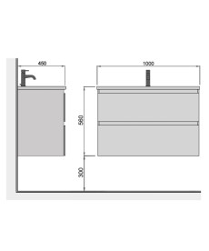 Тумба подвесная Мойдодыр Unik 100-A с раковиной Creavit Su-100 ДСП/МДФ белый глянец 00-0009167