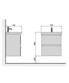 Тумба подвесная Мойдодыр Unik 50-A с раковиной Vivace ДСП/МДФ белый глянец 00-0009163