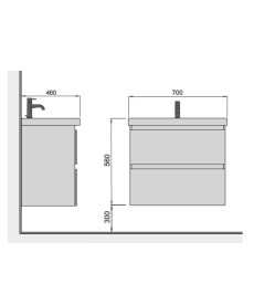 Тумба підвісна Мийдодир Unik 70-A з раковиною Vivace ДСП/МДФ білий глянець 00-0009165