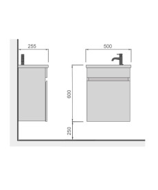 Тумба подвесная Мойдодыр Vela 50-А с раковиной Piccolo ДСП/МДФ белый глянец 00-0009271