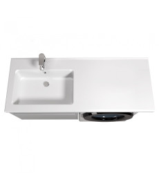 Тумба подвесная Мойдодыр Wing 60-А-W с раковиной Rodeo L ДСП/МДФ белый глянец 00-0008340