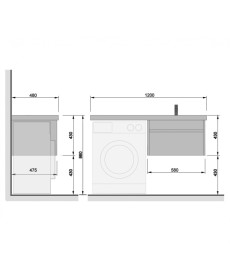 Тумба підвісна Мийдодір Wing 60-А-W з раковиною Rodeo R ДСП/МДФ білий глянець 00-0008341