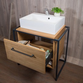 Тумба під раковину Буль-Буль Loft 755х500х720 мм ДСП / шпон / метал дуб Loft 1