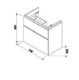 Тумба подвесная под раковину Jika Cubito 75 см вырез слева дуб H40J4254045191