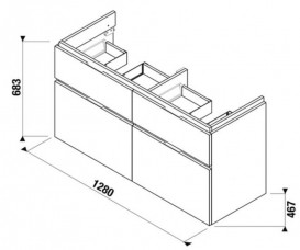 Тумба підвісна під раковину Jika Cubito 130 см дуб H40J4274025191