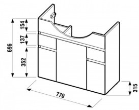 Тумба підвісна під раковину Jika Lyra Plus 80 см білий H4531520383001