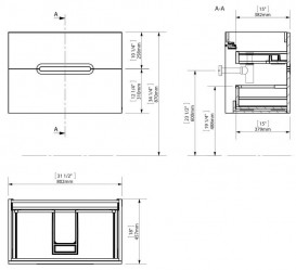 Тумба подвесная под раковину Sonia Play 80 МДФ орех 167562