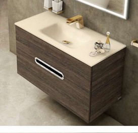 Тумба подвесная под раковину Sonia Play 80 МДФ орех 167562