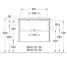 Тумба подвесная под раковину Villeroy & Boch Vivia 96.3 см белый глянцевый B04300DH