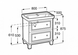 Тумба для підлоги Roca Carmen 800x500x875 мм білий глянець з раковиною кераміка білий А851369415