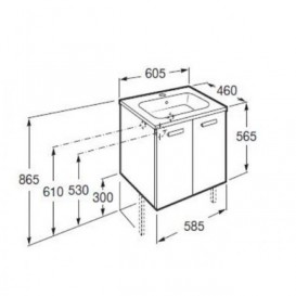 Тумба підвісна з двома дверцятами МДФ 60х46 білий глянець з раковиною для ванної Roca Victoria кераміка білий A855883806