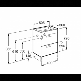 Тумба підвісна з двома ящиками МДФ 50.5х36 білий глянець з раковиною для ванної Roca Debba кераміка білий з сифоном A855904806