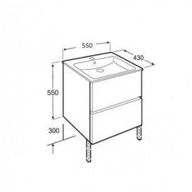 Тумба підвісна з раковиною для ванної Roca Cube 55 см білий глянсовий A85119A806