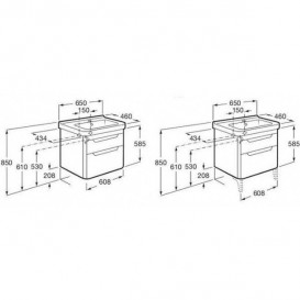 Тумба підвісна з раковиною для ванної Roca Dama-N 60,8х43,4 см білий глянець A851047806