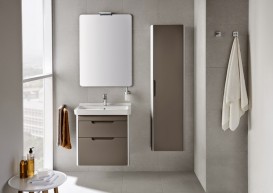 Тумба подвесная с раковиной для ванной Roca Dama-N 80,8х43,4 см серый антрацит глянец A851048153