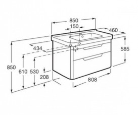Тумба подвесная с раковиной для ванной Roca Dama-N 80,8х43,4 см серый антрацит глянец A851048153