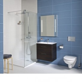 Тумба подвесная с раковиной для ванной Jika Cube 65х43 см тёмный дуб H4536021763021