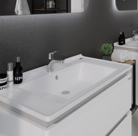 Тумба підвісна Sanwerk Amata Air 80х46 см з раковиною Меркур білий MV0000793