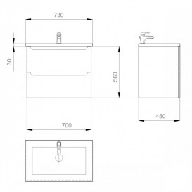 Тумба підвісна Sanwerk Era Air 70х45 см з раковиною Канті білий MV0000651