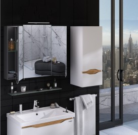 Тумба подвесная Sanwerk Liga Air 60х44 см с раковиной Канте белый/мессина MV0000644