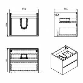 Тумба з раковиною Devit City 59.4х47.6 см МДФ/ДСП дуб 0020160SO