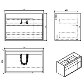 Тумба с раковиной Devit City 79.4х47.6 см МДФ/ДСП белый глянец 0021160W