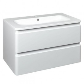 Тумба с раковиной Devit Fly 80х48см МДФ белый глянец 0021120W