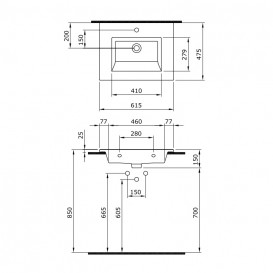 Тумба з раковиною Devit Laguna 59Х45 см МДФ/ДСП антрацит 0020110A