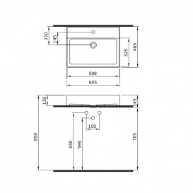 Тумба с раковиной Devit UP 100.5х46.2 см МДФ/ДСП светлый дуб с раковиной черный матовый 0122120L